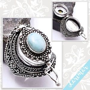 Larimar Eclectic Silver Poison Ring, Size 7.25 (Pale Light Blue)